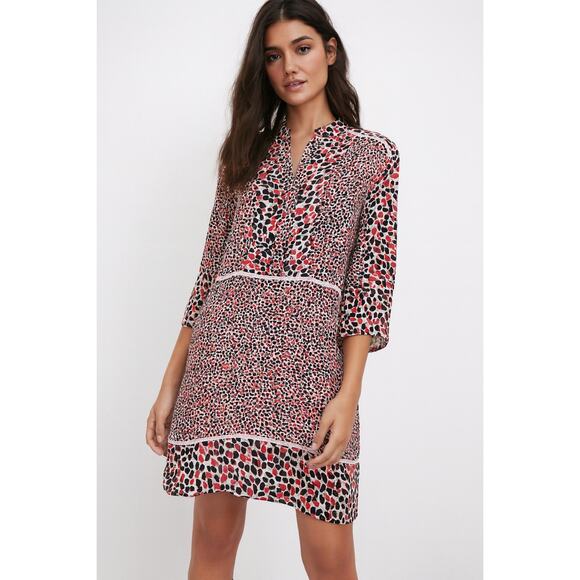 Reiss Anush Red Black White Abstract Print Dress Vintage Look Women’s | Size 4 - Picture 1 of 14